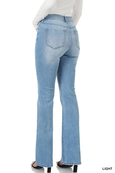 Karleigh Light Wash Mid-Rise Bootcut Jeans by Zenana