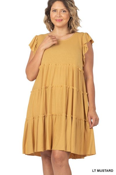 8351 Karli Ruffle Sleeve Tiered Dress - Plus!