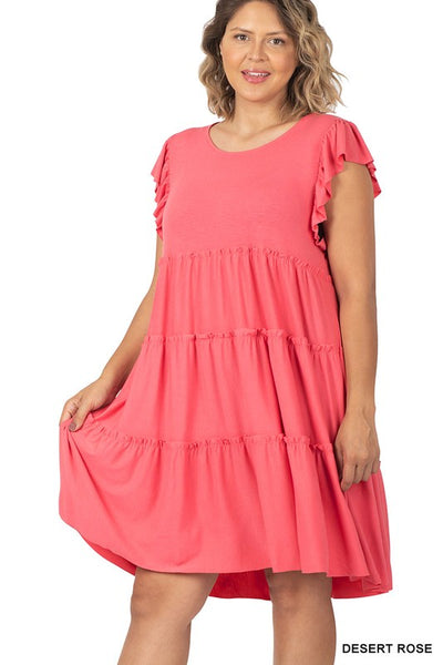 8351 Karli Ruffle Sleeve Tiered Dress - Plus!