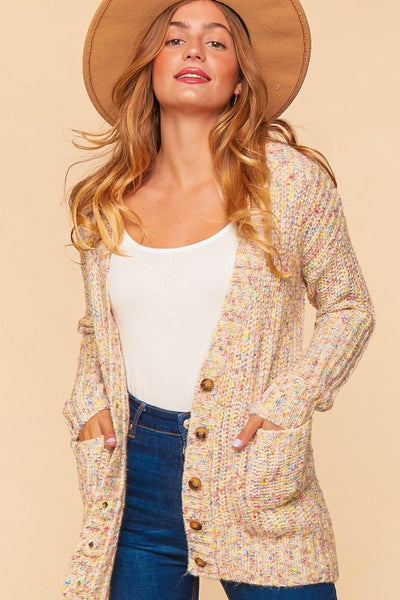 Claire Rainbow Thread Grandpa Cardigan Sweater