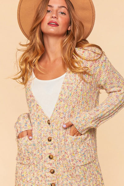 Claire Rainbow Thread Grandpa Cardigan Sweater