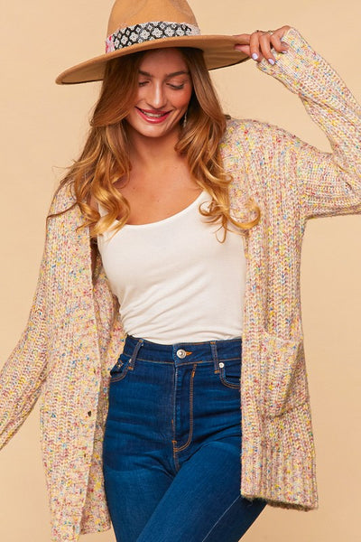 Claire Rainbow Thread Grandpa Cardigan Sweater