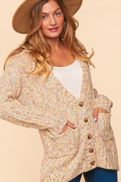 Claire Rainbow Thread Grandpa Cardigan Sweater