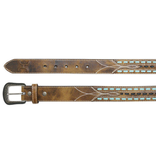 1665BE3 Hooey Brand Blue & Black Lace Belt