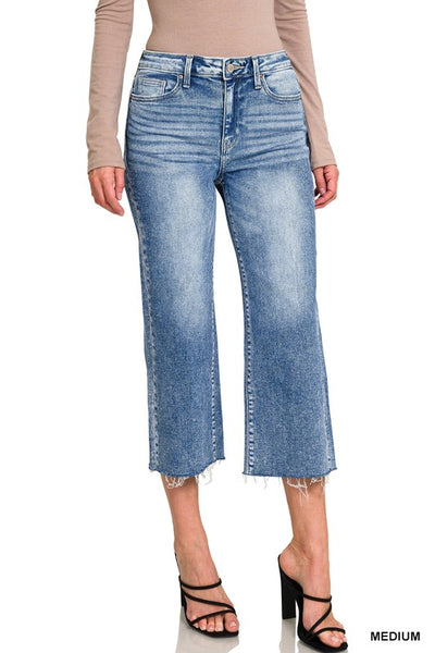 Hallen Raw Hem Cropped Capri Jeans by Zenana