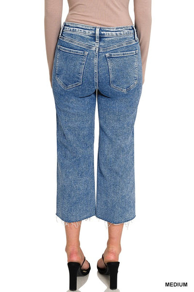 Hallen Raw Hem Cropped Capri Jeans by Zenana