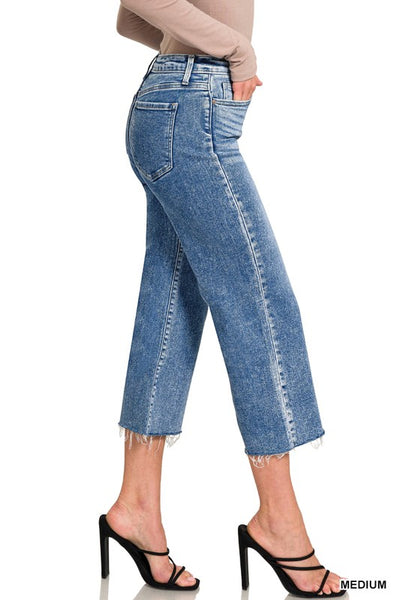 Hallen Raw Hem Cropped Capri Jeans by Zenana