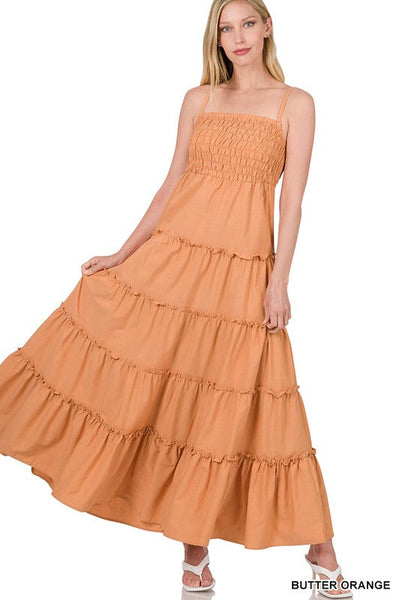 Janae Woven Smocked Tiered Cami Maxi Dress