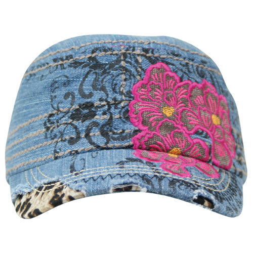 1687 Way West Denim Floral Hat