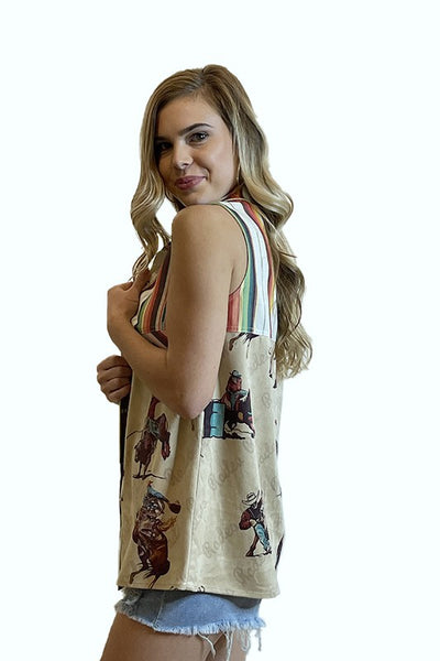 Raleigh Western Rodeo Top w/ Turquoise Pearl Snaps