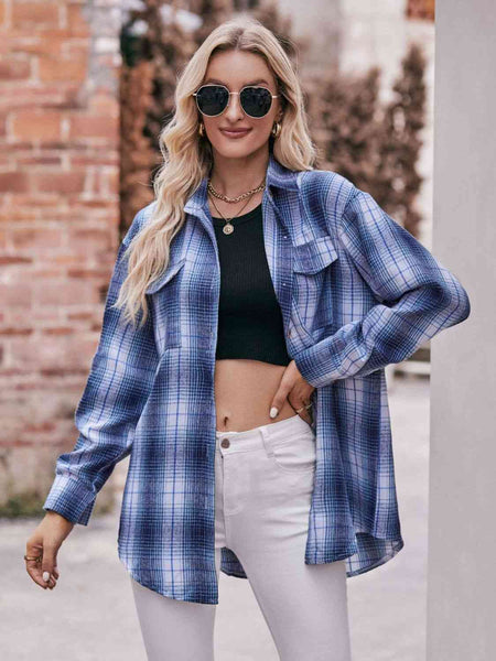 Enya Plaid Dropped Shoulder Longline Shirt