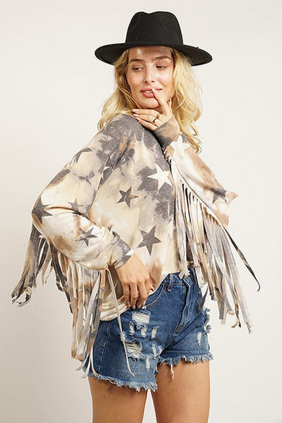 Justine Tie Dye Fringe Top