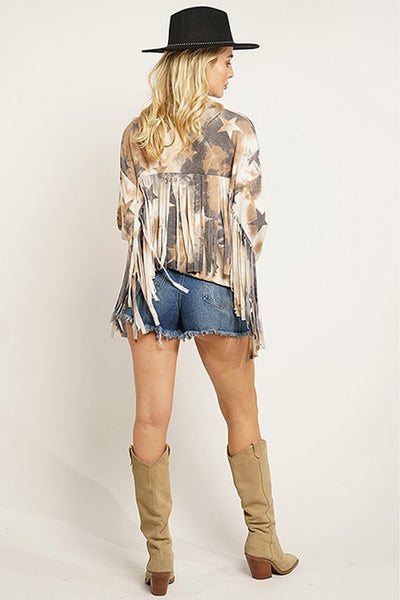 Justine Tie Dye Fringe Top