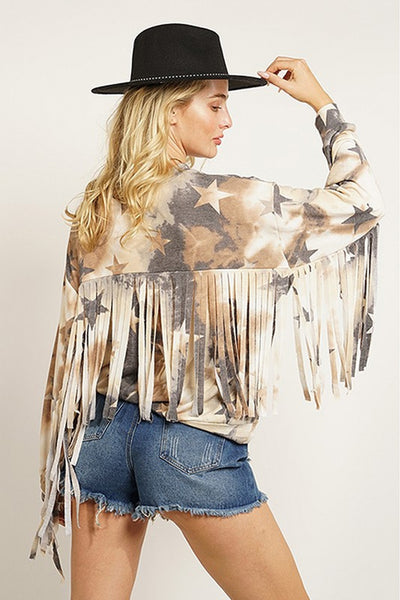 Justine Tie Dye Fringe Top