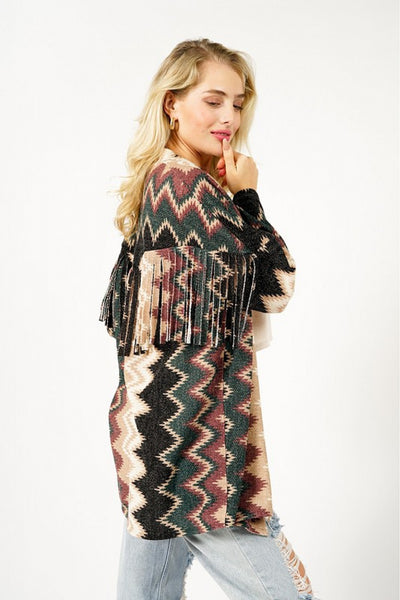 Charmaine Fringe Detail Multicolor Cardigan