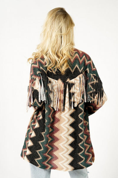 Charmaine Fringe Detail Multicolor Cardigan