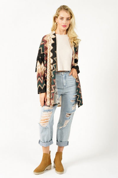Charmaine Fringe Detail Multicolor Cardigan