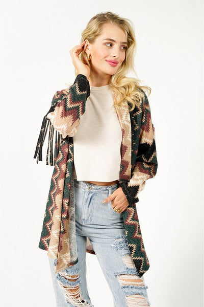 Cárdigan multicolor con detalle de flecos Charmaine