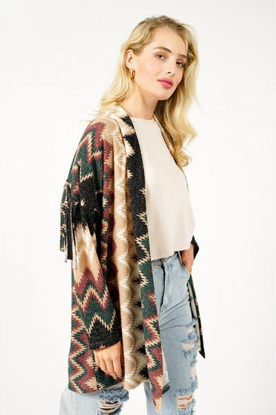 Charmaine Fringe Detail Multicolor Cardigan