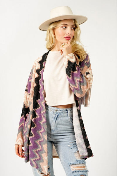 Charmaine Fringe Detail Multicolor Cardigan