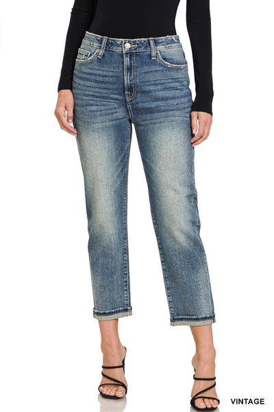 Libby Hi-Rise Boyfriend Jeans w/ Cuff by Zenana Jeans