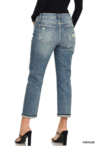 Libby Hi-Rise Boyfriend Jeans w/ Cuff by Zenana Jeans