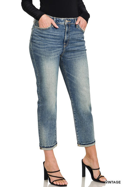 Libby Hi-Rise Boyfriend Jeans w/ Cuff by Zenana Jeans