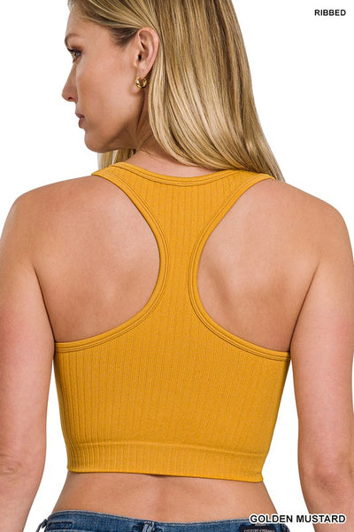McKinley Wide Ribbed Racerback Crop Tank Top by Zenana