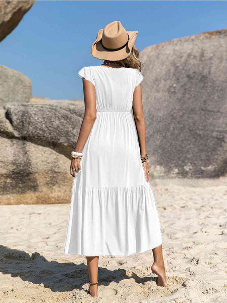 Lucia Embroidered Square Neck Ruffle Hem Dress - ONLINE EXCLUSIVE!