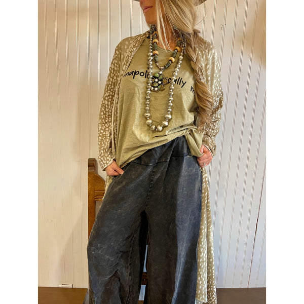 57247 Tulane Distressed Black Flowy Gypsy Pants by A Rare Bird