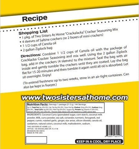 Two Sisters at Home Curry Up! Cracker Seasoning