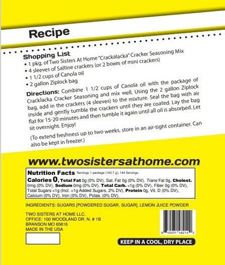 Two Sisters at Home Crackalacka Lemon Pi Cracker Seasoning