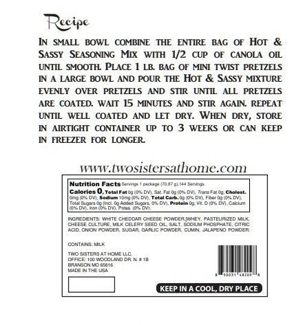 Two Sisters at Home Hot & Sassy Pretzel Seasoning Mix