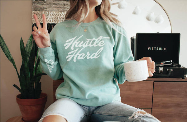 34709 Lexy Hustle Hard, Pray Harder Graphic Sweatshirt