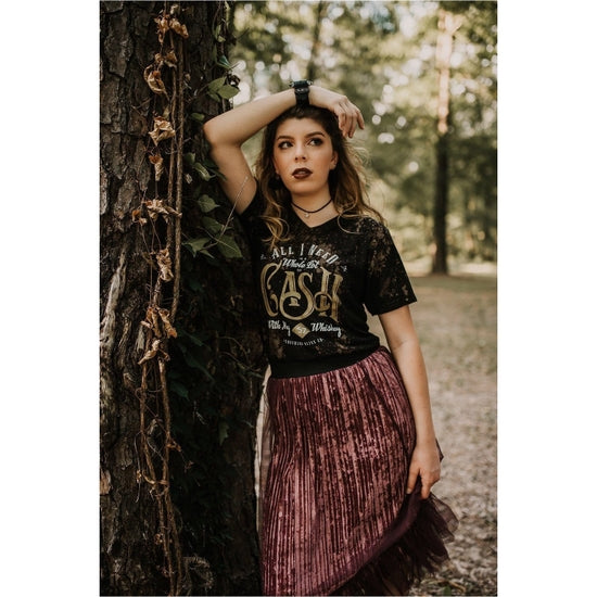 Cash Bleached V-neck Graphic T-Shirt