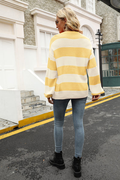 Striped Balloon Sleeve Knit Pullover - ONLINE EXCLUSIVE!
