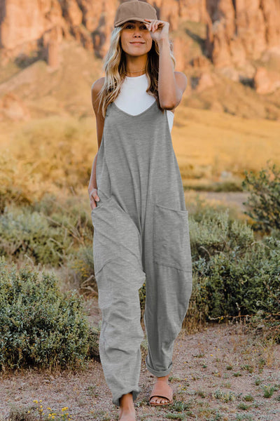 Bijou V-Neck Sleeveless Jumpsuit with Pocket - ONLINE EXCLUSIVE!