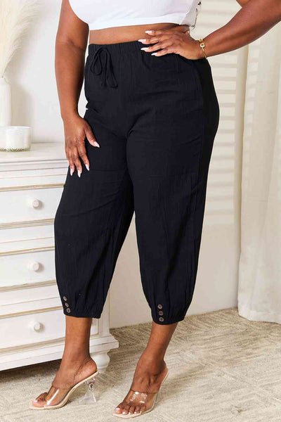 Double Take Decorative Button Cropped Pants - ONLINE EXCLUSIVE!