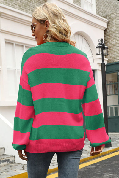 Striped Balloon Sleeve Knit Pullover - ONLINE EXCLUSIVE!