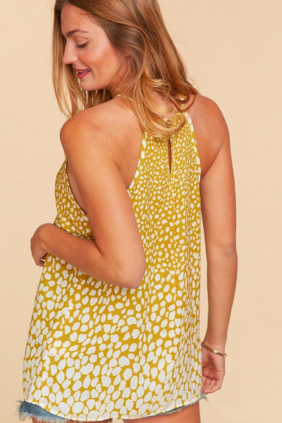 2366A Gwenni Spotted Border Print Halter Neck Top - Plus Only!