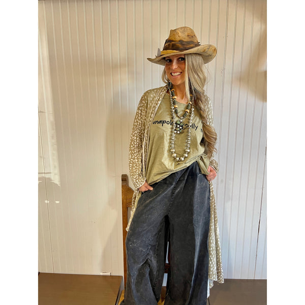 57247 Tulane Distressed Black Flowy Gypsy Pants by A Rare Bird