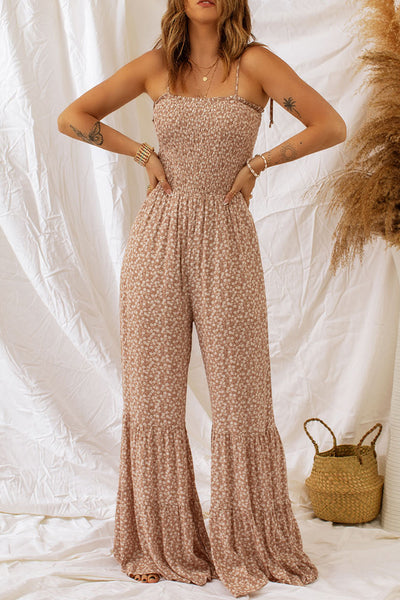 Paula Floral Spaghetti Strap Smocked Wide Leg Jumpsuit - ONLINE EXCLUSIVE!