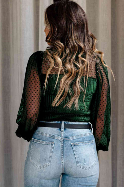 Mesh Long Sleeve Velvet Bodysuit - ONLINE EXCLUSIVE!