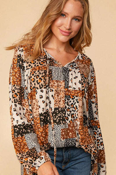 Top con estampado de leopardo y patchwork Jamie