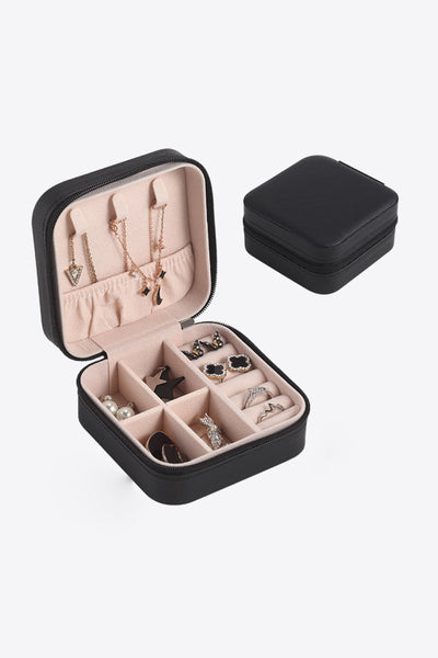 Square Zip Closure PU Leather Jewelry Box - ONLINE EXCLUSIVE!