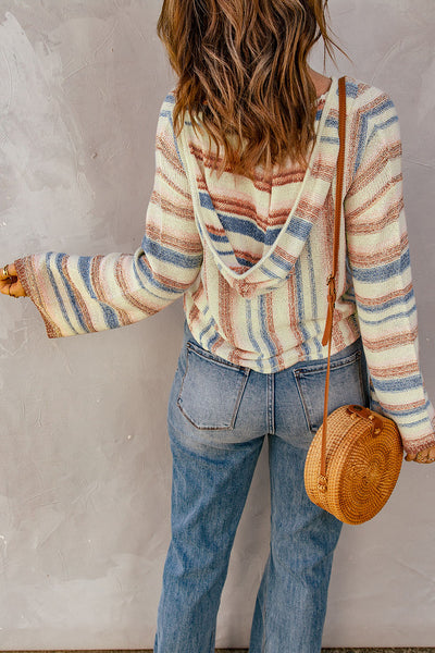 Striped Hooded Sweater with Kangaroo Pocket - ONLINE EXCLUSIVE!