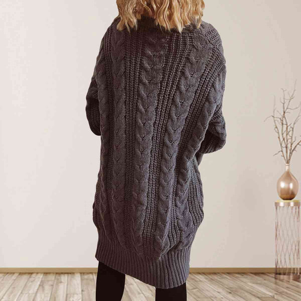 Queenie Cable-Knit Open Front Dropped Shoulder Cardigan - TIK TOK VIRAL!