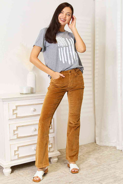 Simply Love US Flag Graphic Cuffed Sleeve T-Shirt - ONLINE EXCLUSIVE!