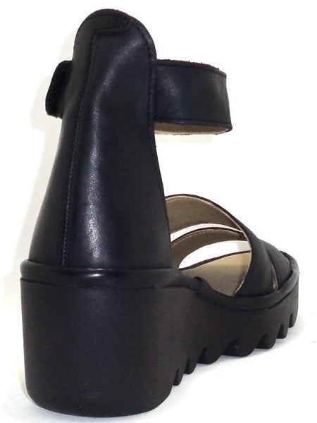 6150789 Bono Black Verona Leather Sandals by Fly London