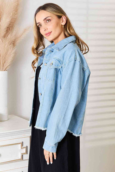 Raegan Dropped Shoulder Raw Hem Denim Jacket - ONLINE EXCLUSIVE!